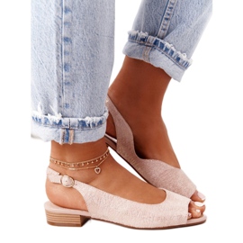 Suede sandale na visoku petu Sergio Leone SK807 Pink ružičasta zlatni