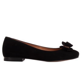 Marco Shoes Balerine od crne antilopa s mašnom crna