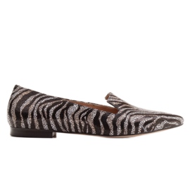 Marco Shoes Kožne lordsy balerine - panter uzorak crna