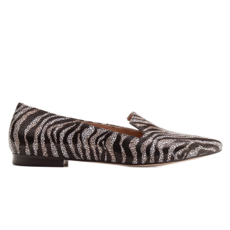 Marco Shoes Kožne lordsy balerine - panter uzorak crno