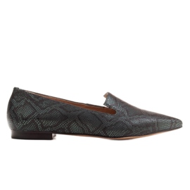 Marco Shoes Balerine sa zmijskom kožom, bočica zelena