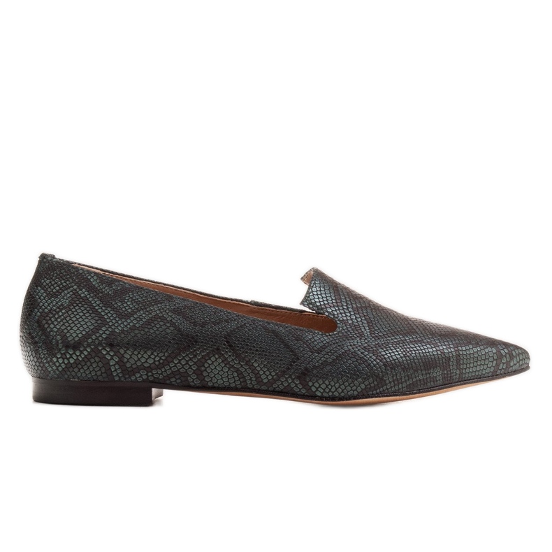 Marco Shoes Balerine sa zmijskom kožom, bočica zelena