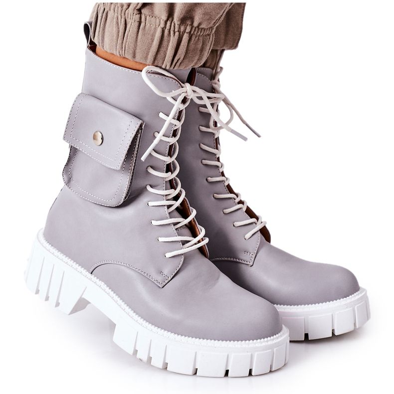 PS1 Topli radnici s džepnim svijetlo sivim sjajnim siva