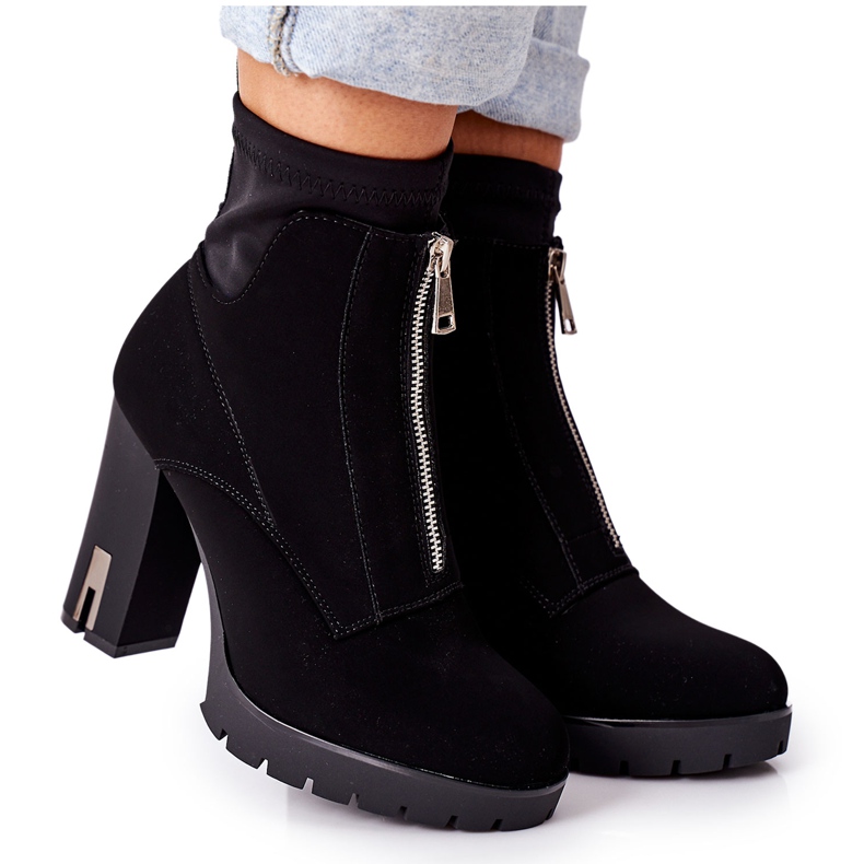 Crne tople čizme na peti Wonder Woman crno