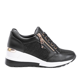 Crne sjajne tenisice na klinu The Moment crna