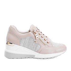 Bež sjajne tenisice na klin The Moment