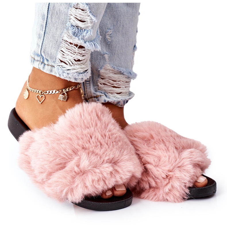 FJ1 Gumene papuče s ružičastim mekanim krznom ružičasta