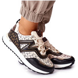 Sportske cipele Logowane Tenisice Bež i crne boje Always crno