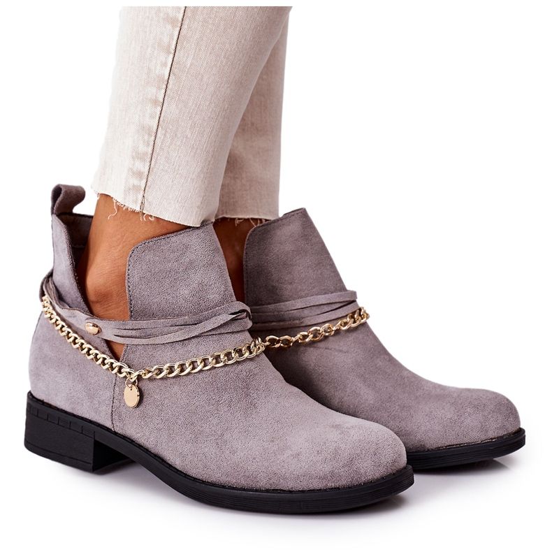 PS1 Čizme od antilopa s lancem Siva Elvira