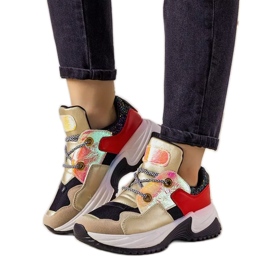 Zlatne tenisice s visokim proljetnim potplatom crno