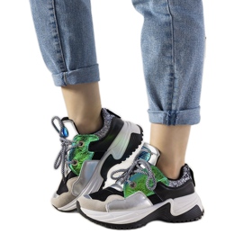 Srebrne tenisice s visokim proljetnim potplatom crna srebro