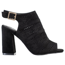 Renda Ažur sandale na postu crna