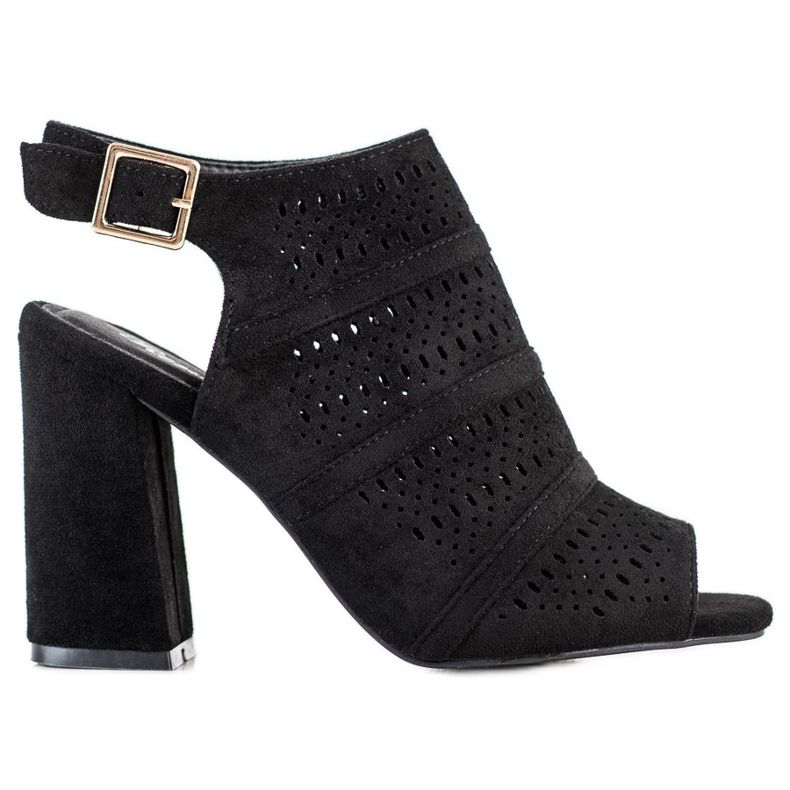 Renda Ažur sandale na postu crno