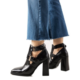 Crne čizme na stupu s uzorkom krokodilske kože Maybelle crna