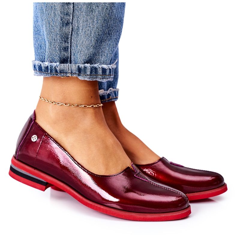 Lakirane kožne cipele Maciejka 05035-23 Burgundija crvena