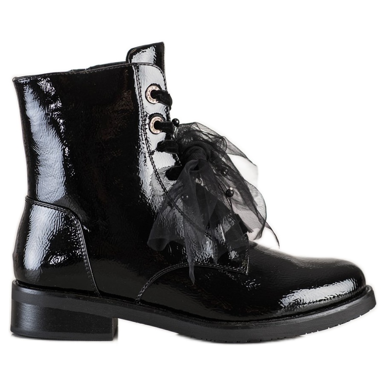 S. BARSKI Čizme izrađene od lakirane eko kože S.BARSKI crno