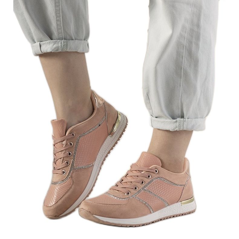 Ecoma ružičaste tenisice sa uzorkom zmijske kože ružičasta