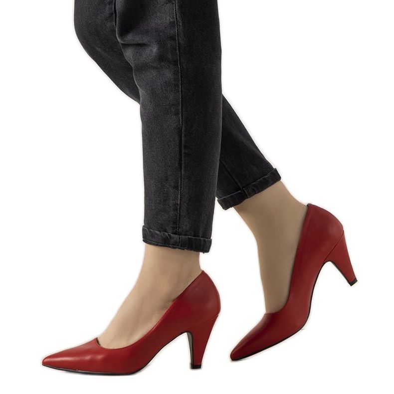 Crvene pumpe na debeloj peti Day Off crvena