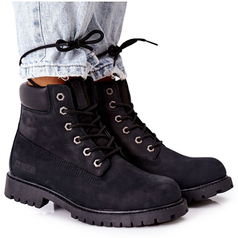 Ženske kožne planinarske čizme Big Star II274446 Crne crno