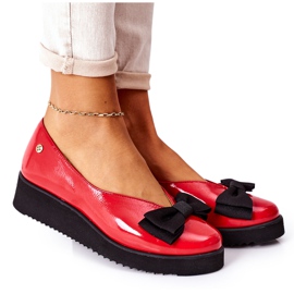 Kožne balerinke na platformi Maciejka 05062-08 Crvena crna