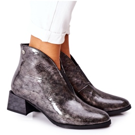 Kožne tople čizme na visoku petu Maciejka 04777-13 Siva višebojan