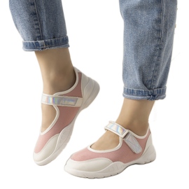 Roza i bijele trenerke s holografskim umetkom Melania bijela