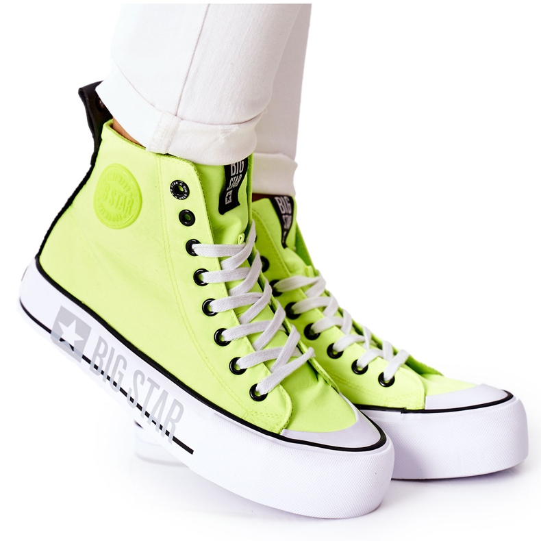 Visoke tenisice na neonskoj žutoj platformi Big Star II274015 žuta boja