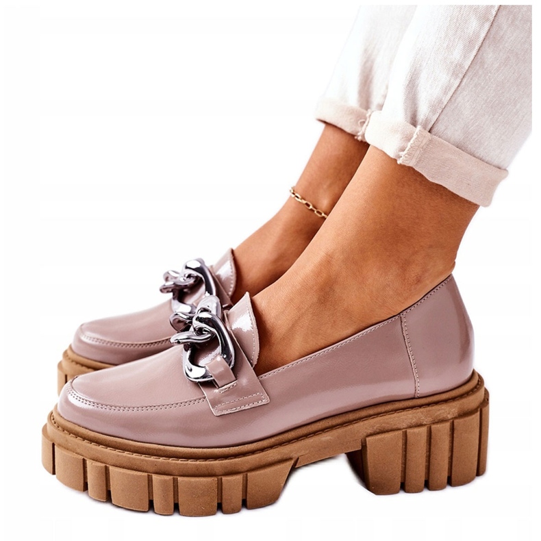 Ženske cipele Brogues Kožne cappuccino Laura Messi 2339 bež