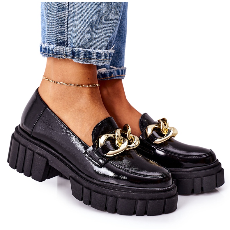 Ženske natikače Kožne natikače crne Laura Messi 2339 crno