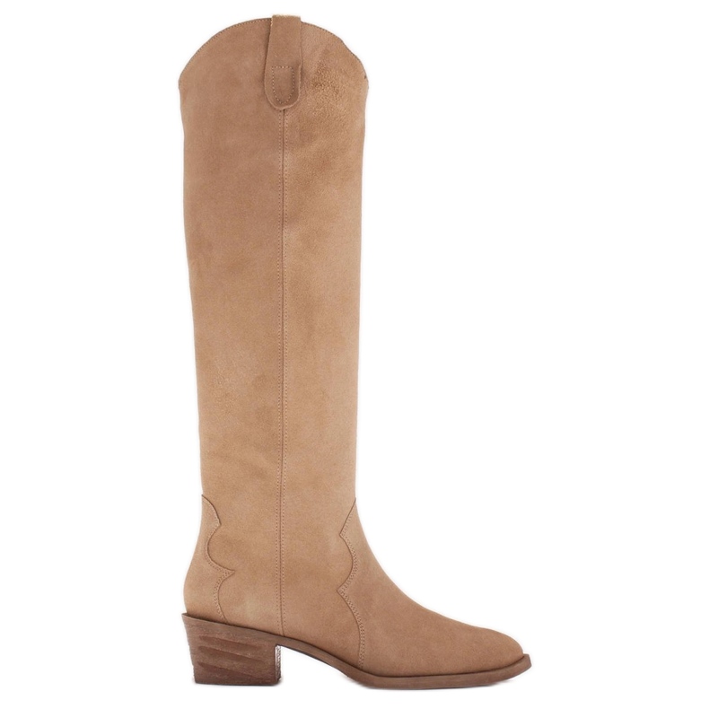 Marco Shoes Iolanda kaubojske čizme s ukrasnim šavovima bež