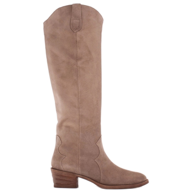 Marco Shoes Iolanda kaubojske čizme s ukrasnim šavovima bež