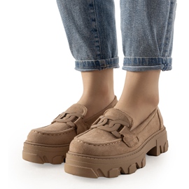 Mokasine bež boje na visokom Perla potplatu