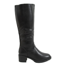 Crne čizme s visokim potpeticama Q400-13 Crna