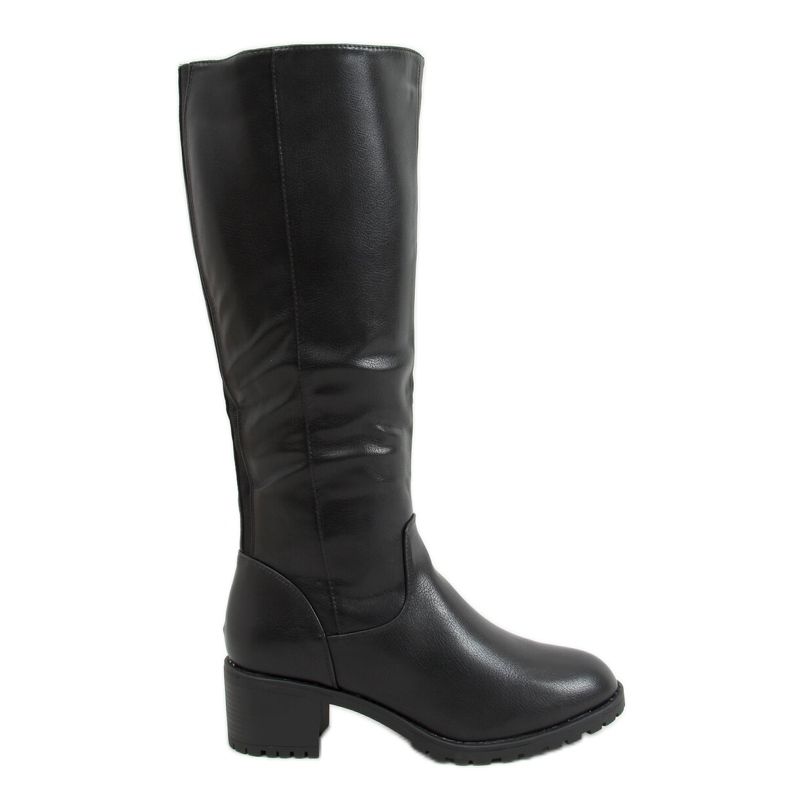 Crne čizme s visokim potpeticama Q400-13 Crna crno