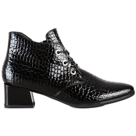 VINCEZA čizme na vezanje crna