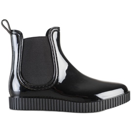 SHELOVET Lakirane galoše na platformi crna