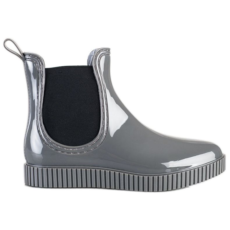 SHELOVET Lakirane galoše na platformi siva