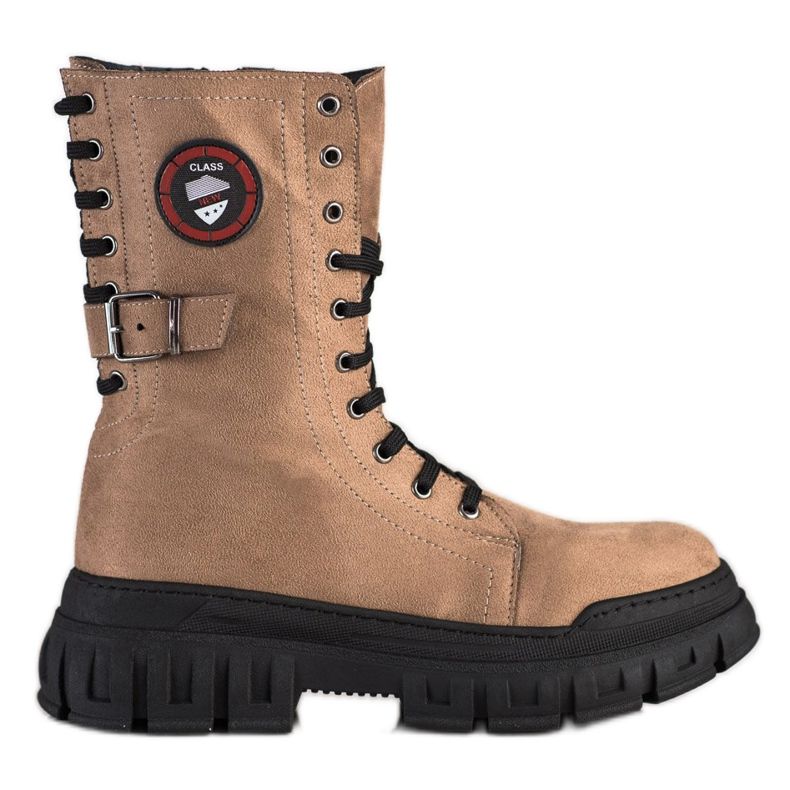 SHELOVET Čizme od antilopa na platformi smeđa