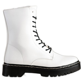 S. BARSKI Čizme na vezanje na platformi S.BARSKI bijela