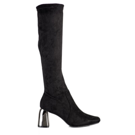 M.Daszyński Elegantne čizme s visokim potpeticama crna