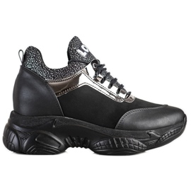 SHELOVET Modne tenisice na klin Love crna