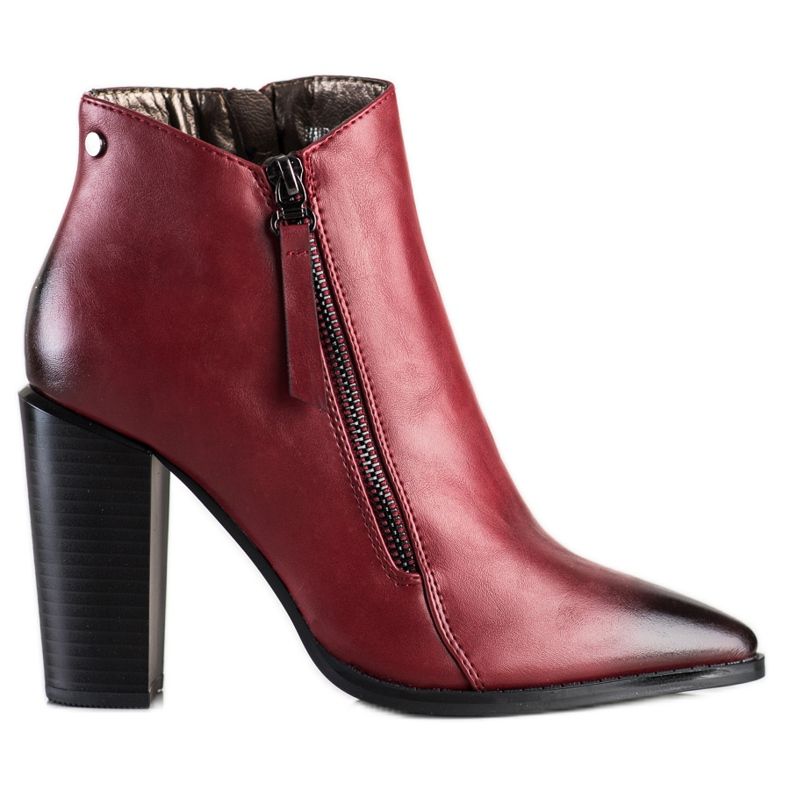 SHELOVET Maroon Booties In Spitz crvena