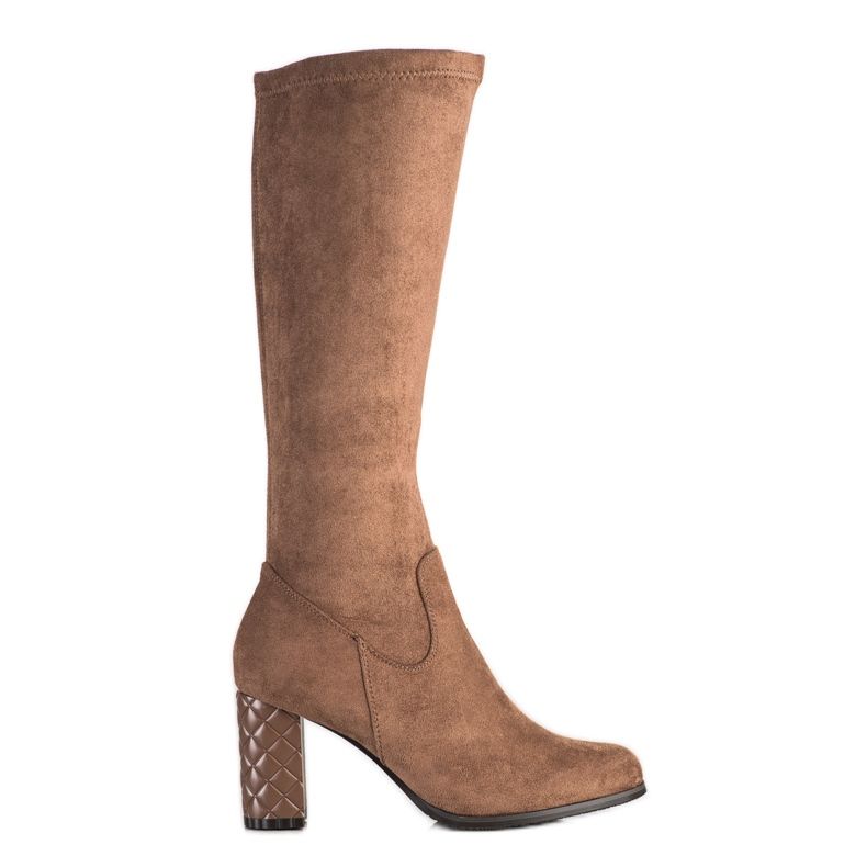 SHELOVET Čizme od antilopa na visoku petu smeđa