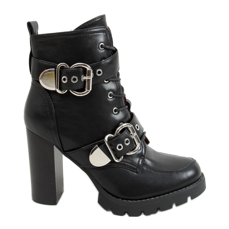 Crne čizme sa širokim potpeticama M556 Crna crno