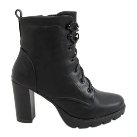 Crna Čipkane visoke potpetice 77-152 Crna