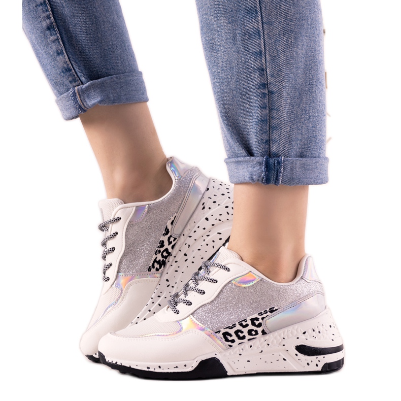 Bijele tenisice s holografskim umetcima Manitoba bijela srebro