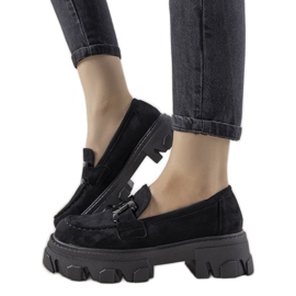 Crne mokasine na visokom Perla potplatu crno