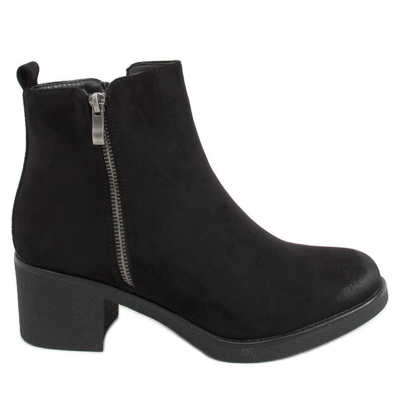 Čizme na gumenoj peti crne 8301 Crne crno