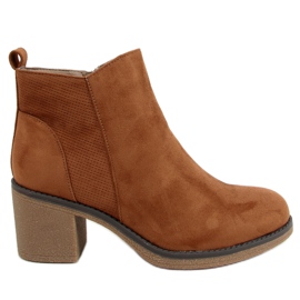 Smeđe čizme sa širokim potpeticama 9B1003 Khaki smeđa