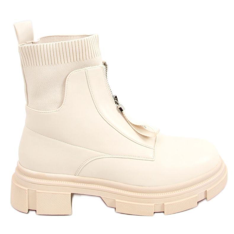 Čizme s gornjom čarapom bež 168-321 bež